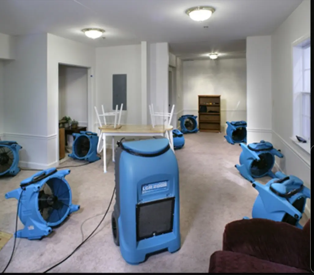 Air movers and dehumidifier setup for Water Extraction & Removal in Abingdon